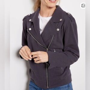 Evereve Women's Dark  Gray Biker Jacket - S charcoal gray   ,cotton.  NWOT